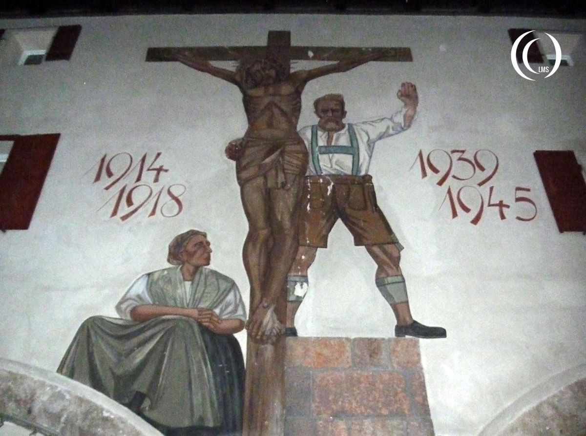 Mural detail of war memorial Berchtesgaden Germany