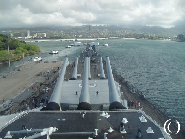 USS Arizona seen from the USS Missouri - Photo by Peter Vermeulen