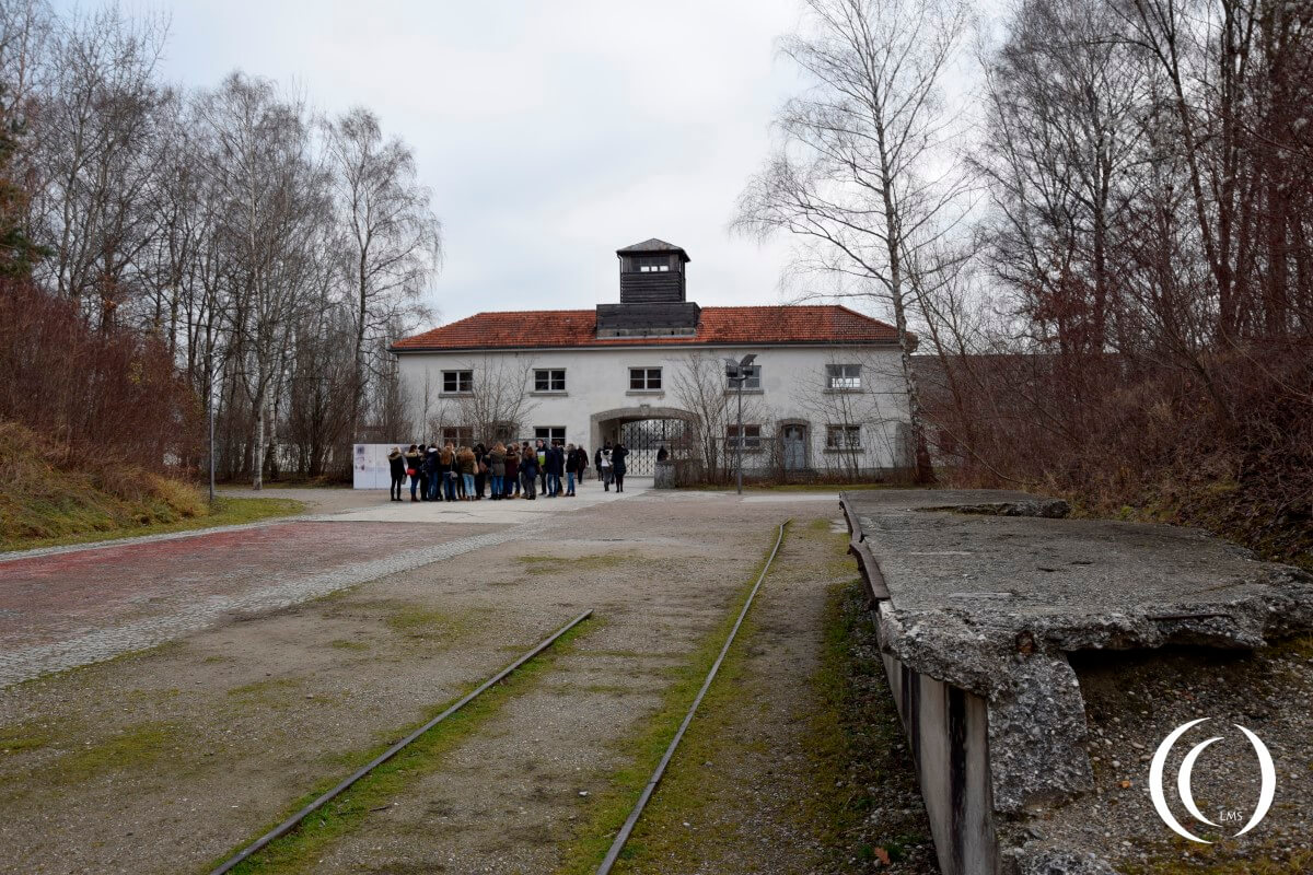 Dachau front gate and train station