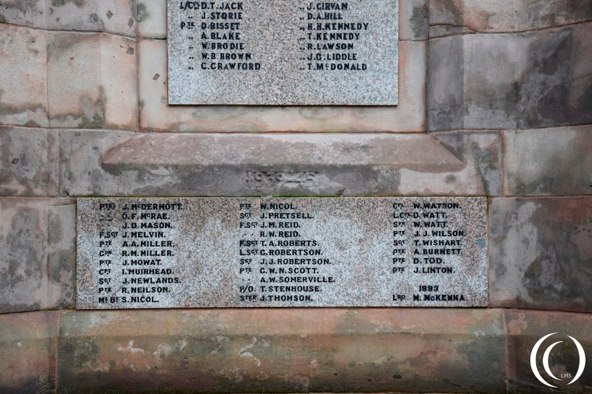 War memorial Dalkeith - Worls War Two remembrance