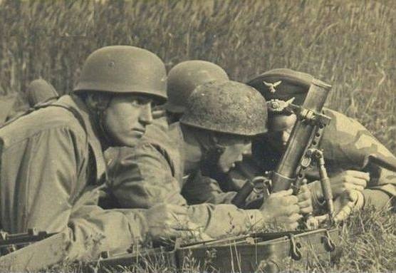 Fallschirmjager - German Paratroopers with 5 cm LeGrW 36 Light Mortar - Courtesy Facebook